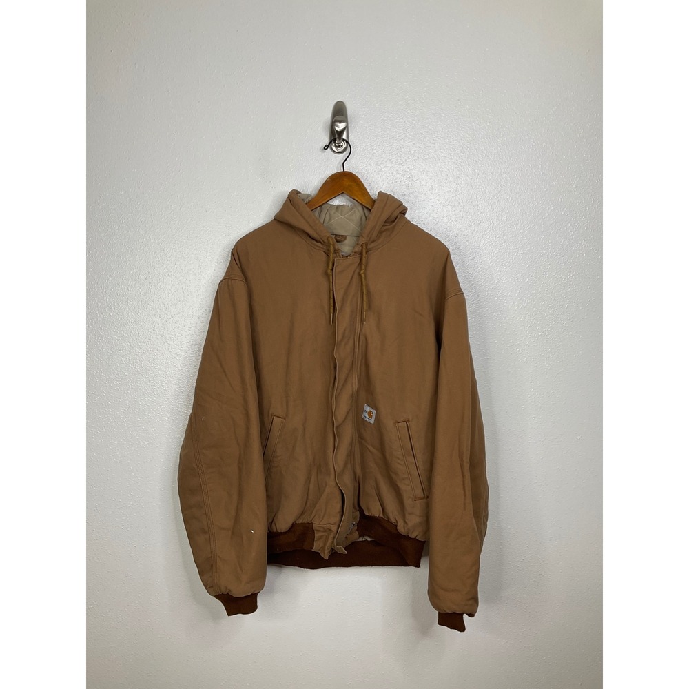 Carhartt‎ FR Flame Resistant Hooded Bomber Jacket Brown 101622-211 Mens Large